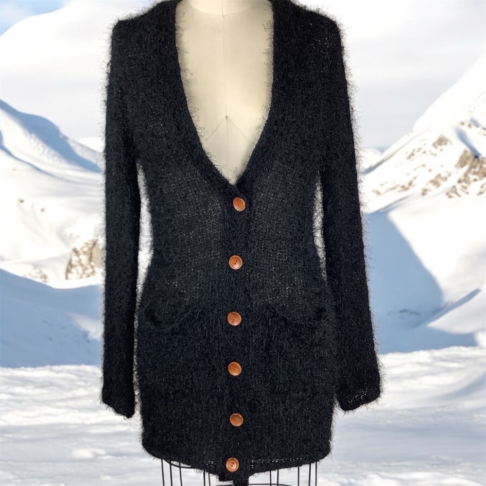 V-Neck Vintage Fuzzy Cardigan